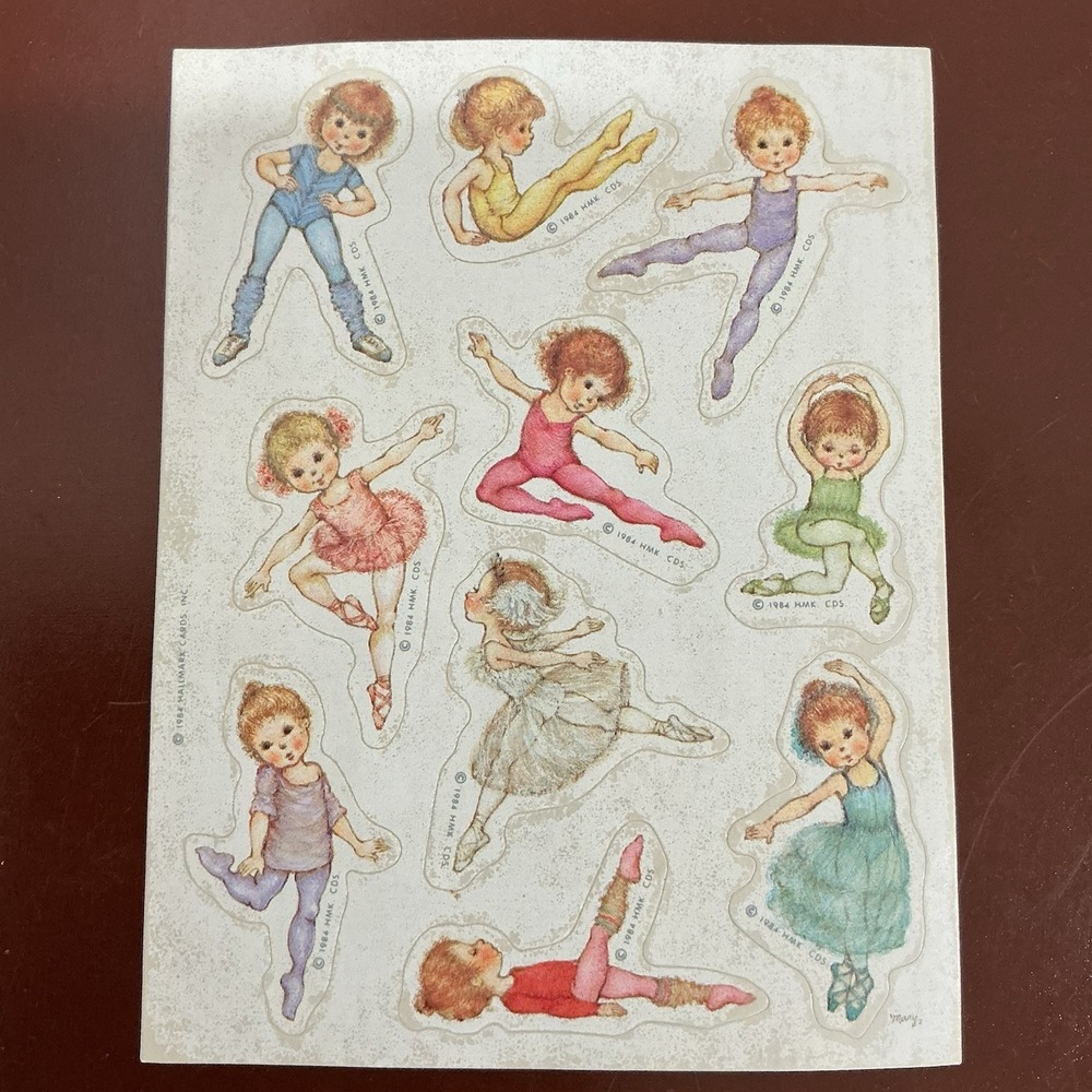 RARE Vintage 1984 DANCERS‎ Sticker Sheet HALLMARK 10 Stickers 2" Size Balletcore